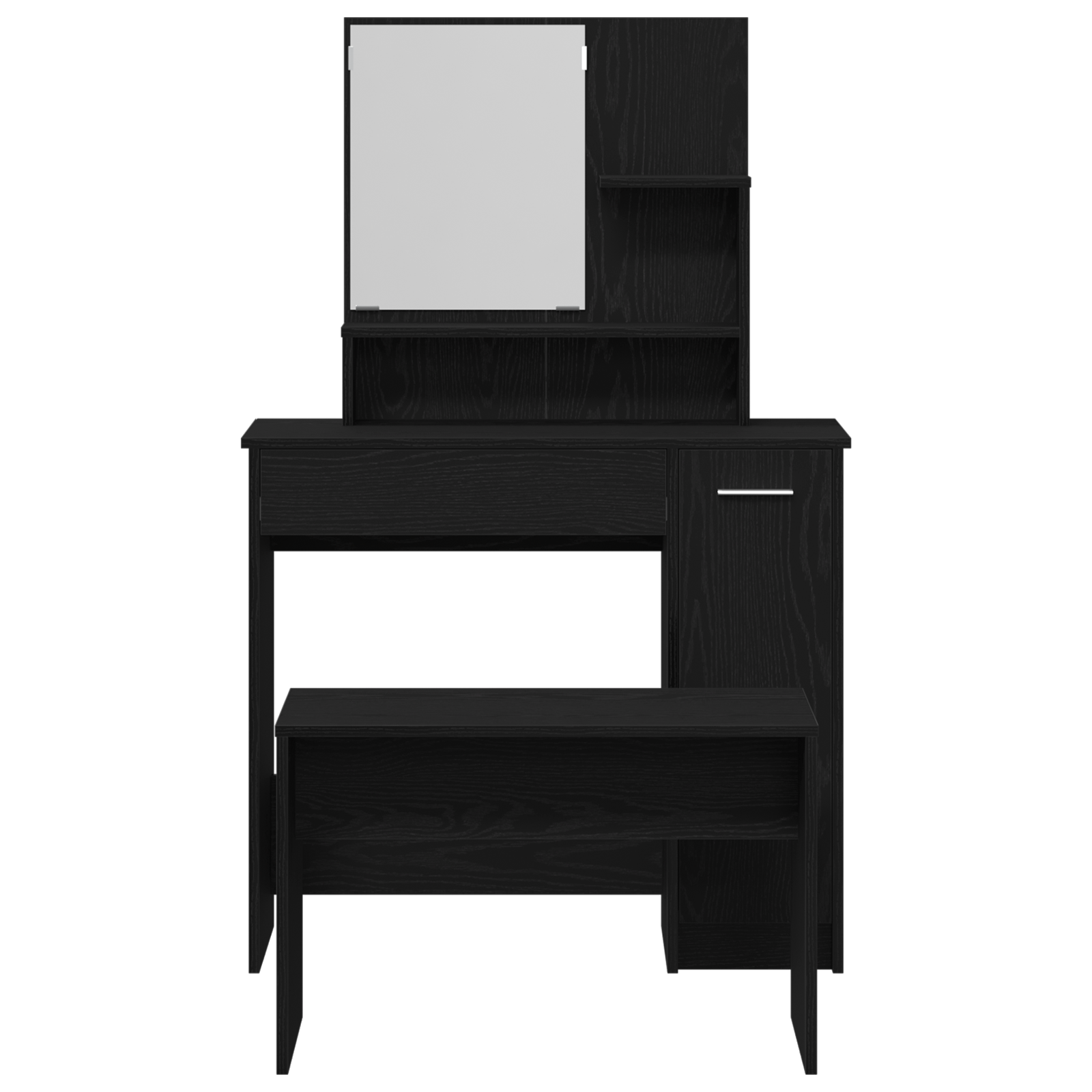 Dressing Table Set Black Oak Engineered Wood - Image 8