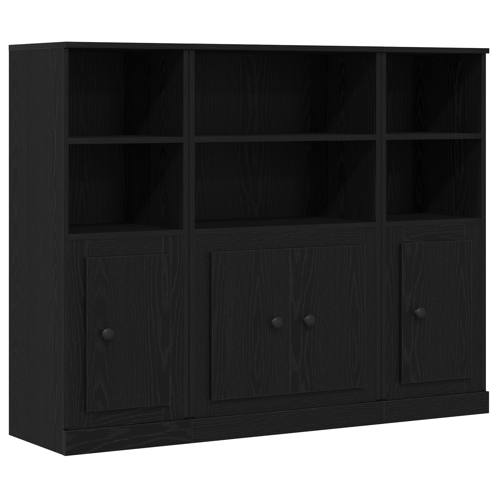 Highboard Black Oak 132x35,5x103,5 cm Engineered Wood - Image 2