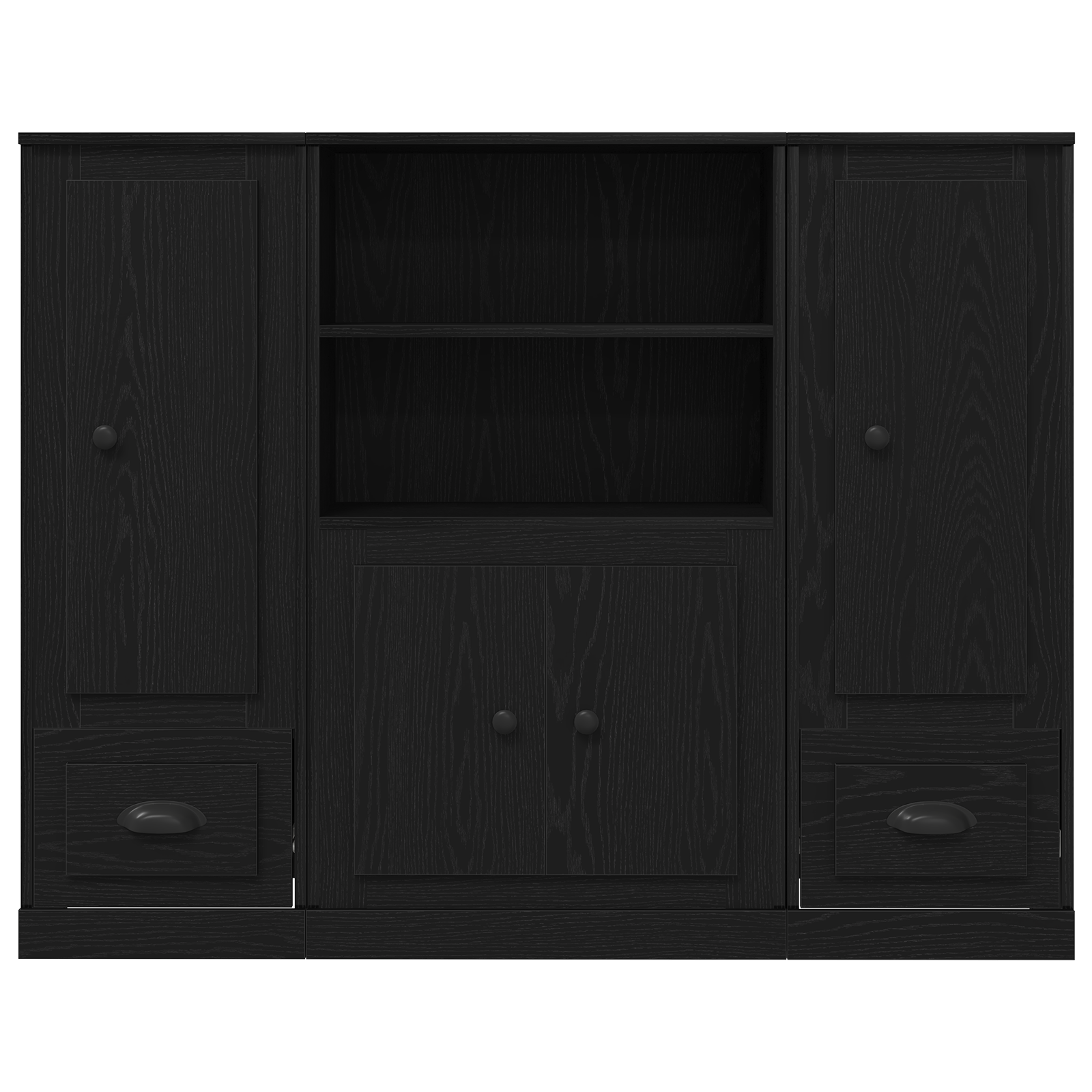 Highboard Black Oak 132x35,5x103,5 cm Engineered Wood - Image 8