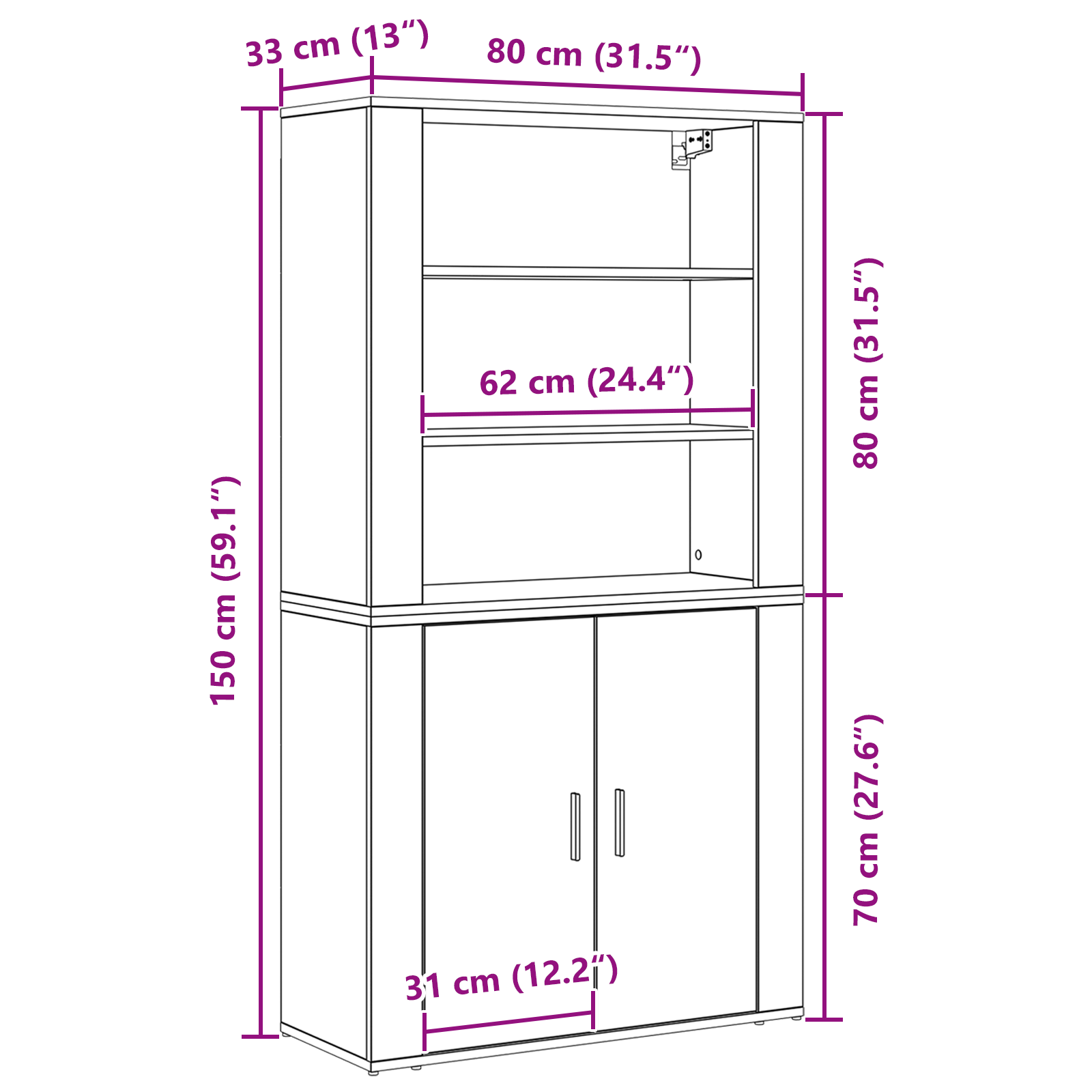 Aparador Alto Armario Auxiliar Mueble de Salón Madera Contrachapada vidaXL - Imagen 80 de 104