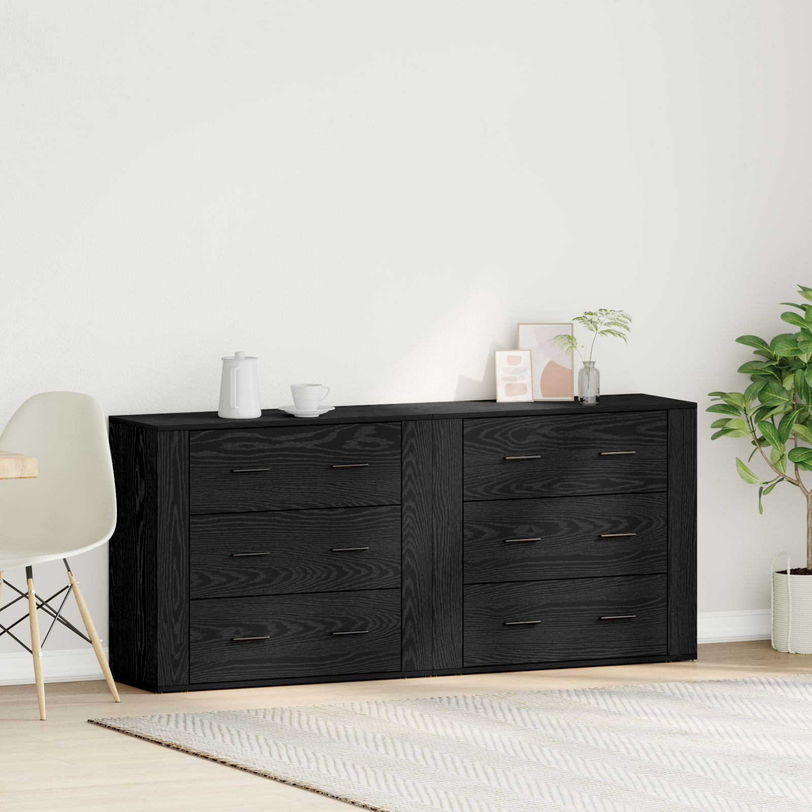 Sideboards 2 pcs Black Oak Engineered Wood