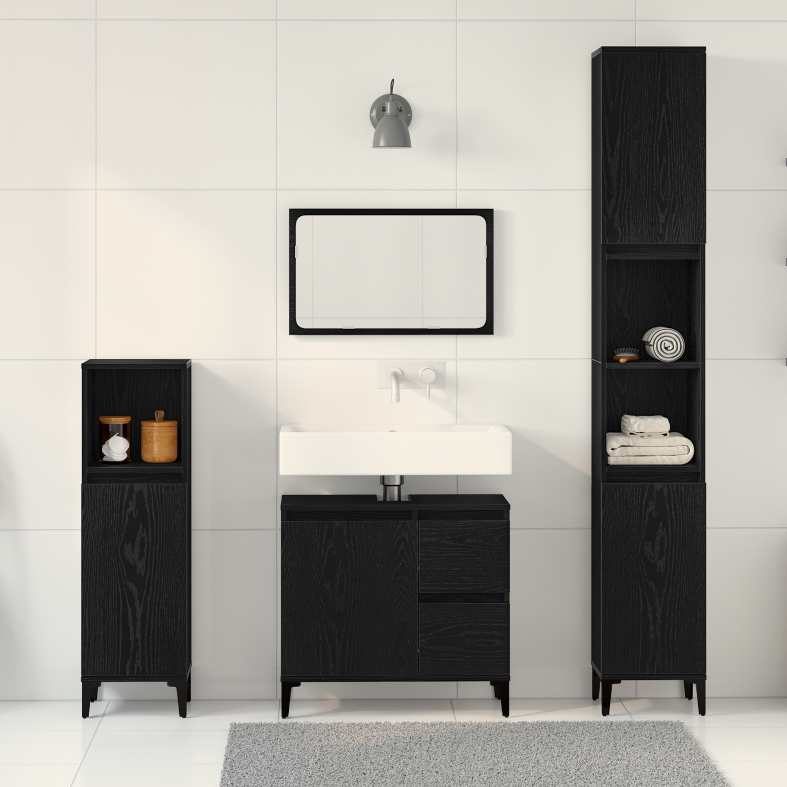 Set de Muebles de Baño Armarios Lavabo Mueble Tocador 3 pzas Madera vidaXL - Imagen 59 de 90