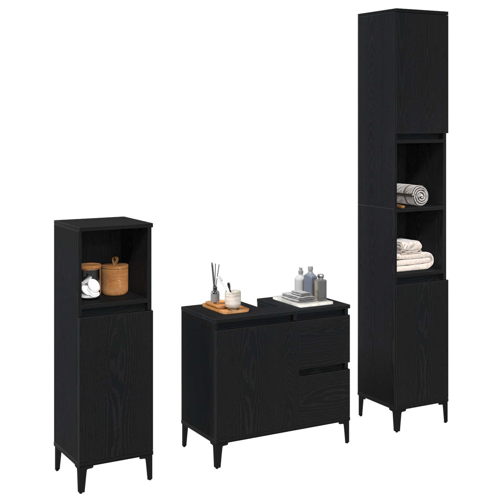 Set de Muebles de Baño Armarios Lavabo Mueble Tocador 3 pzas Madera vidaXL - Imagen 58 de 90