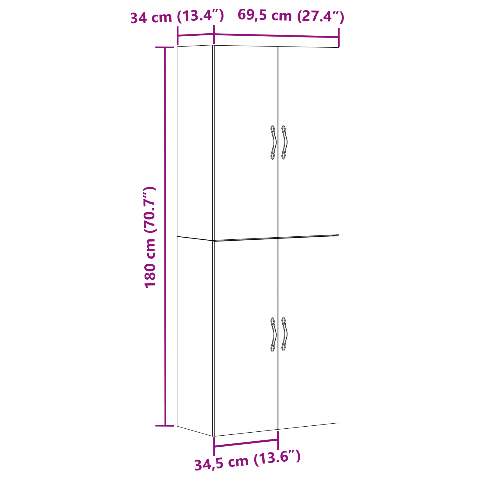 Cabinets 2 pcs Black Oak 69,5x34x180 cm Engineered Wood - Image 11