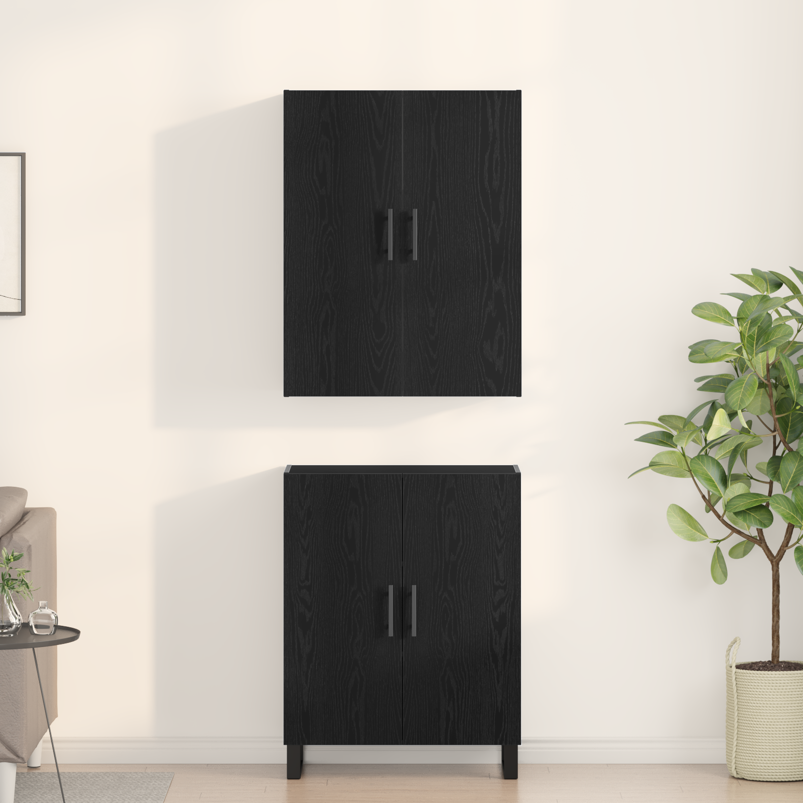 Cabinets 2 pcs Black Oak 69,5x34x180 cm Engineered Wood - Image 4