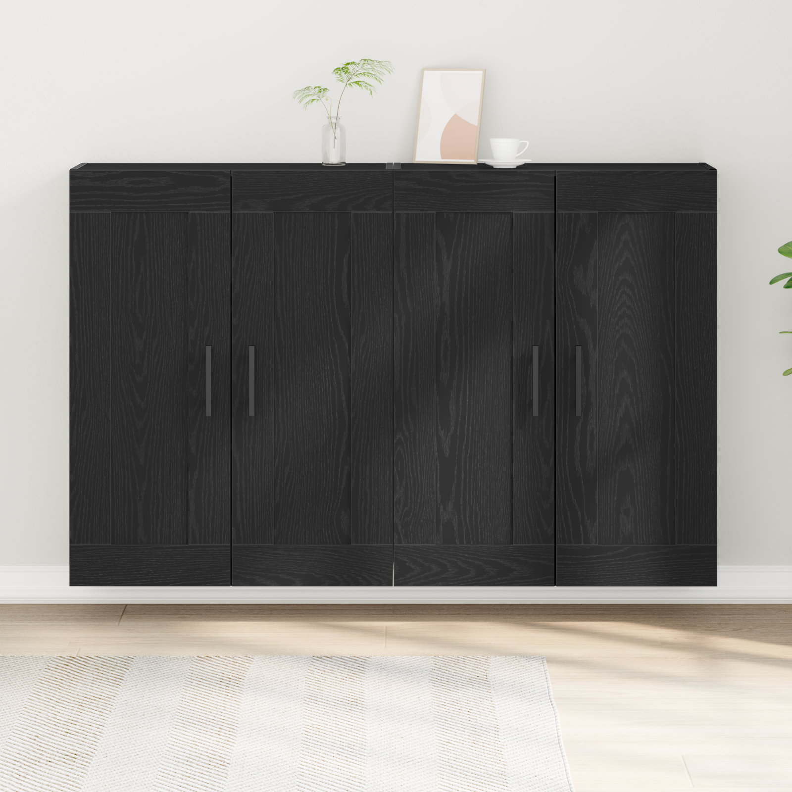 Wall Mounted Cabinets 2 pcs Black Oak Engineered Wood