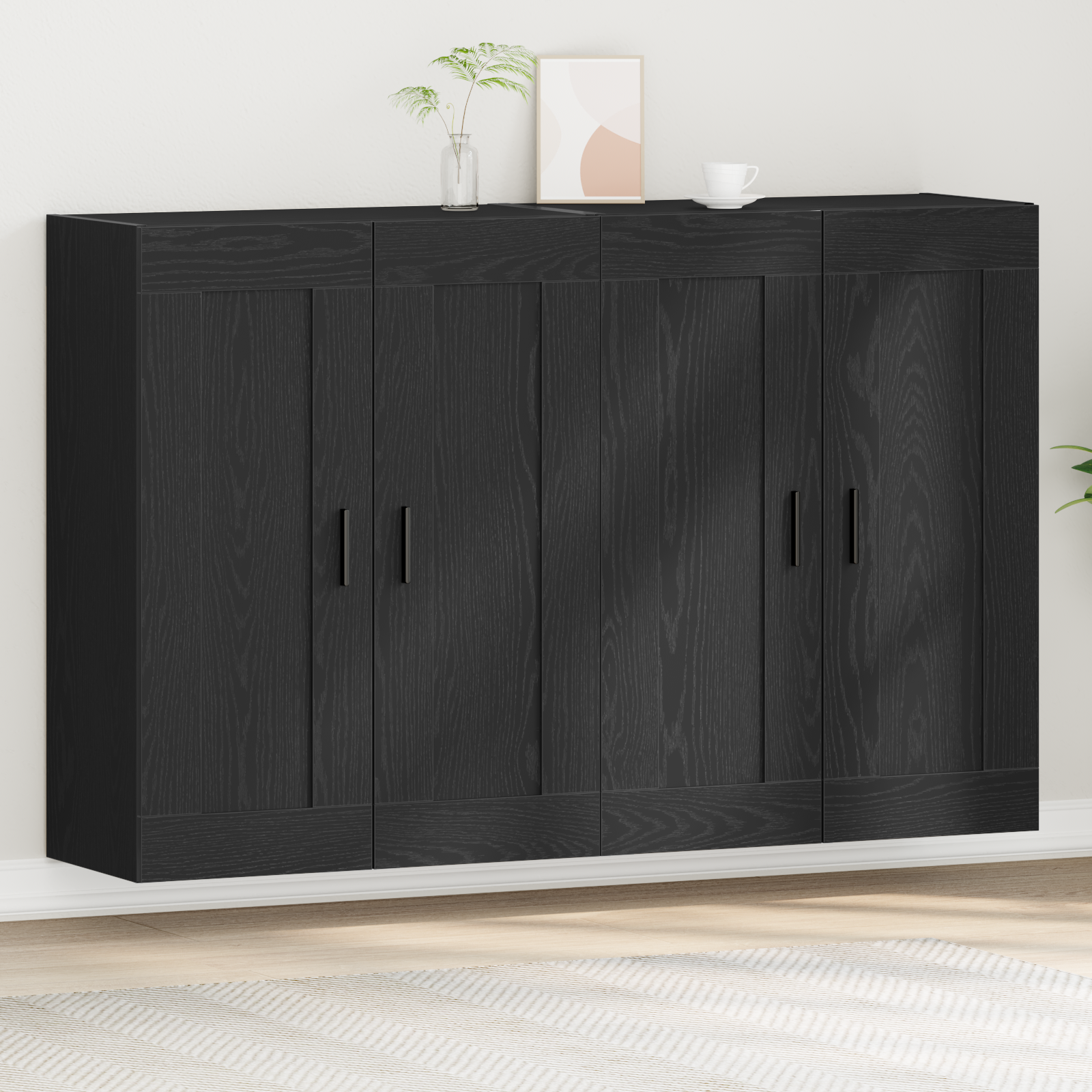 Wall Mounted Cabinets 2 pcs Black Oak Engineered Wood