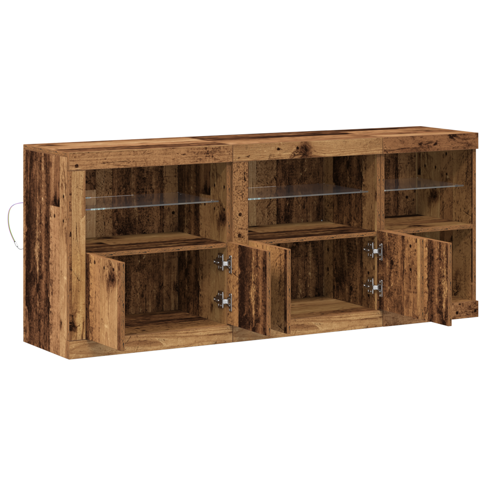 Sideboard with LED Lights Old Wood 162x37x67 cm Engineered Wood - Image 6