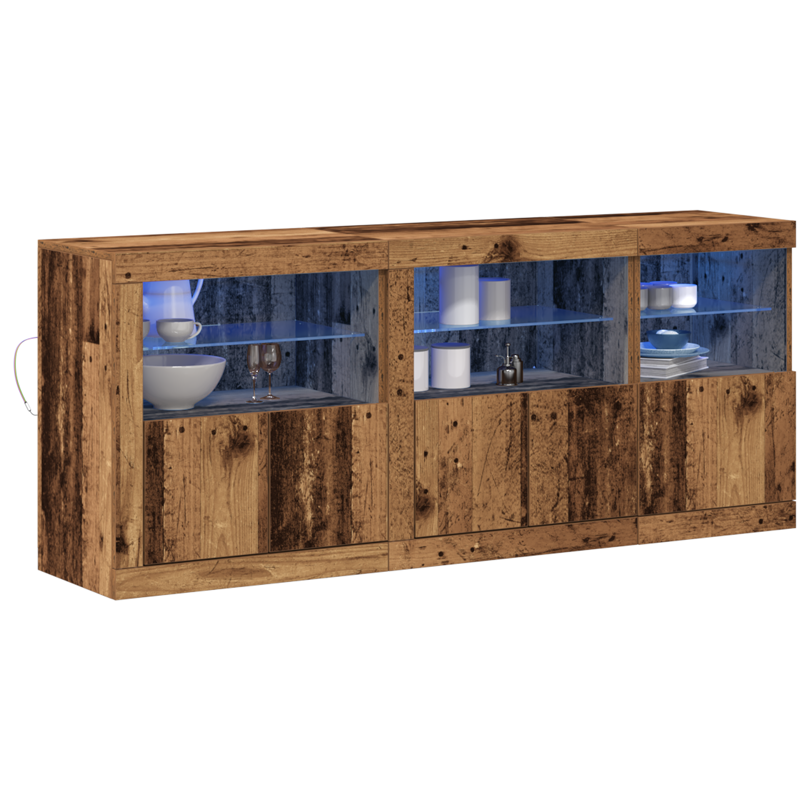 Sideboard with LED Lights Old Wood 162x37x67 cm Engineered Wood - Image 3