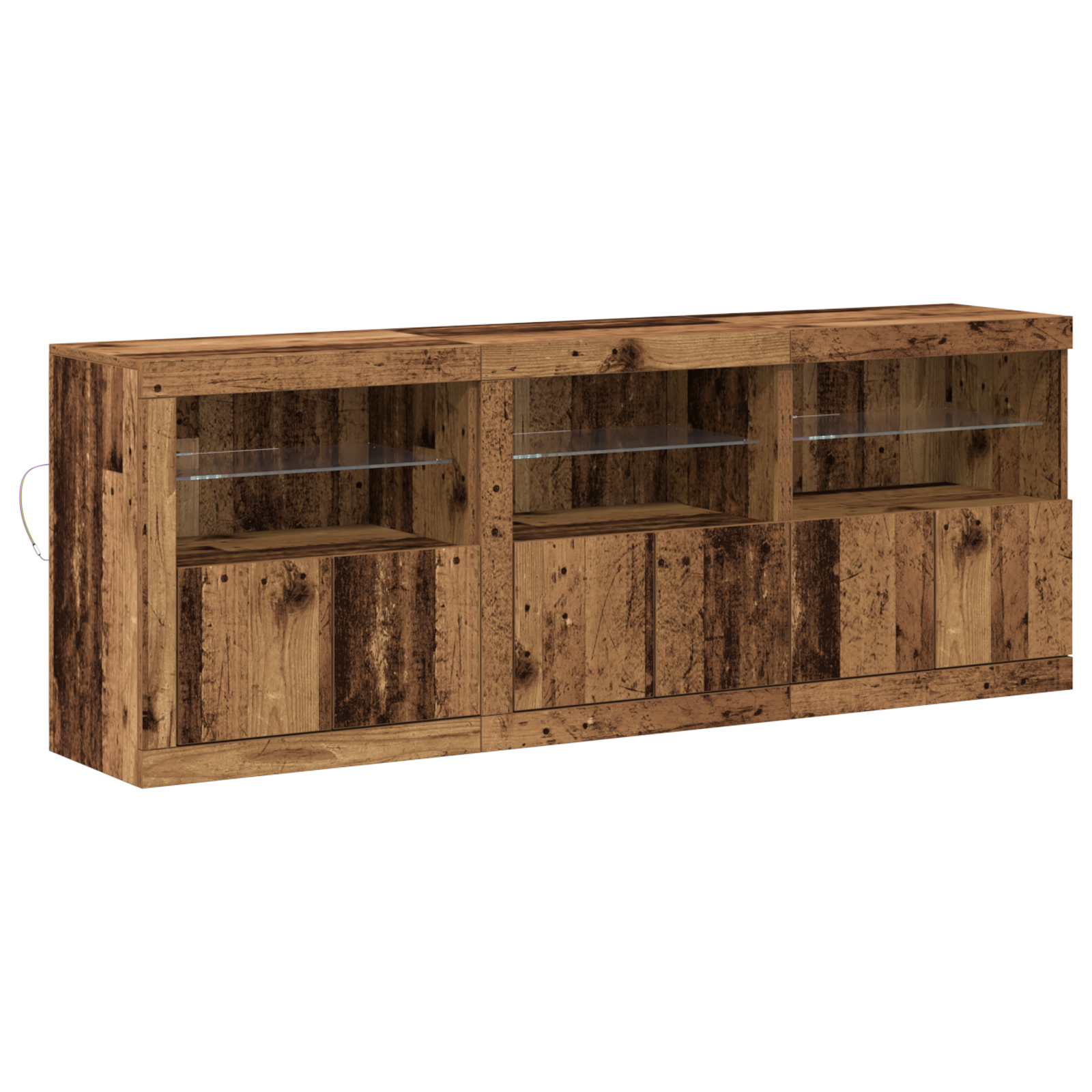 Sideboard with LED Lights Old Wood 181.5x37x67 cm Engineered Wood - Image 2