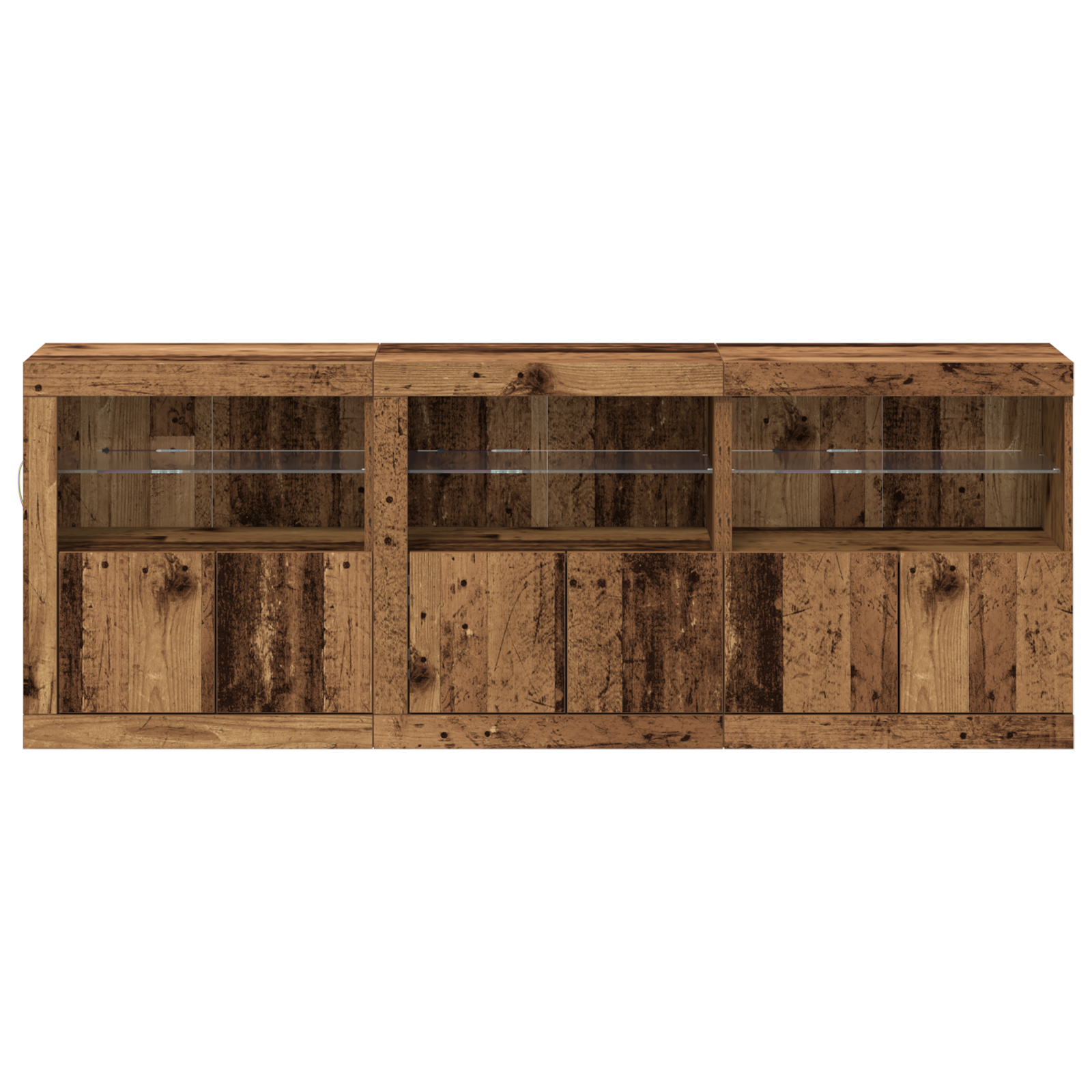 Sideboard with LED Lights Old Wood 181.5x37x67 cm Engineered Wood - Image 5