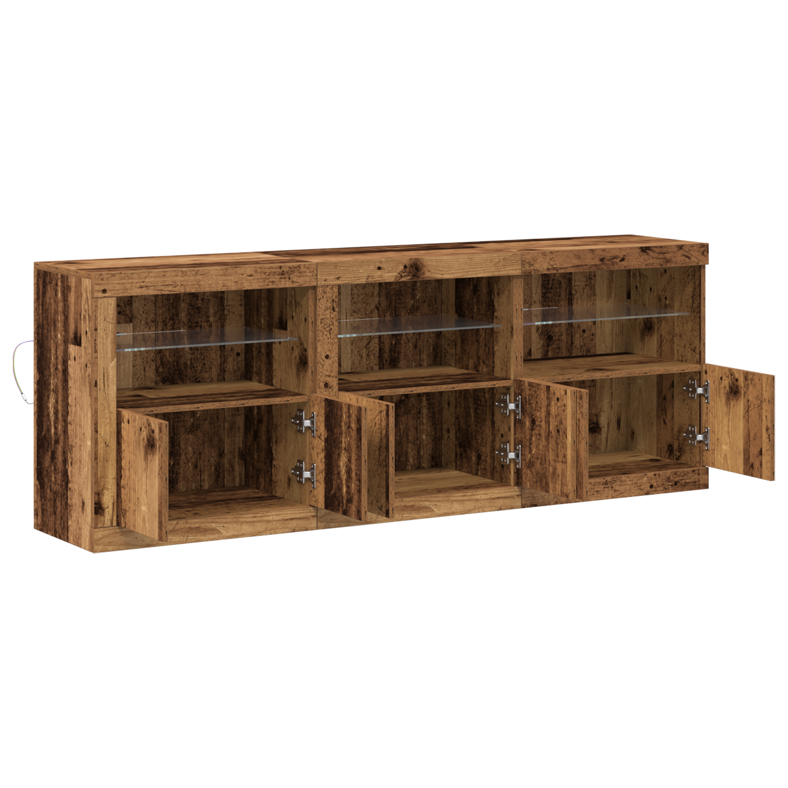 Sideboard with LED Lights Old Wood 181.5x37x67 cm Engineered Wood - Image 6
