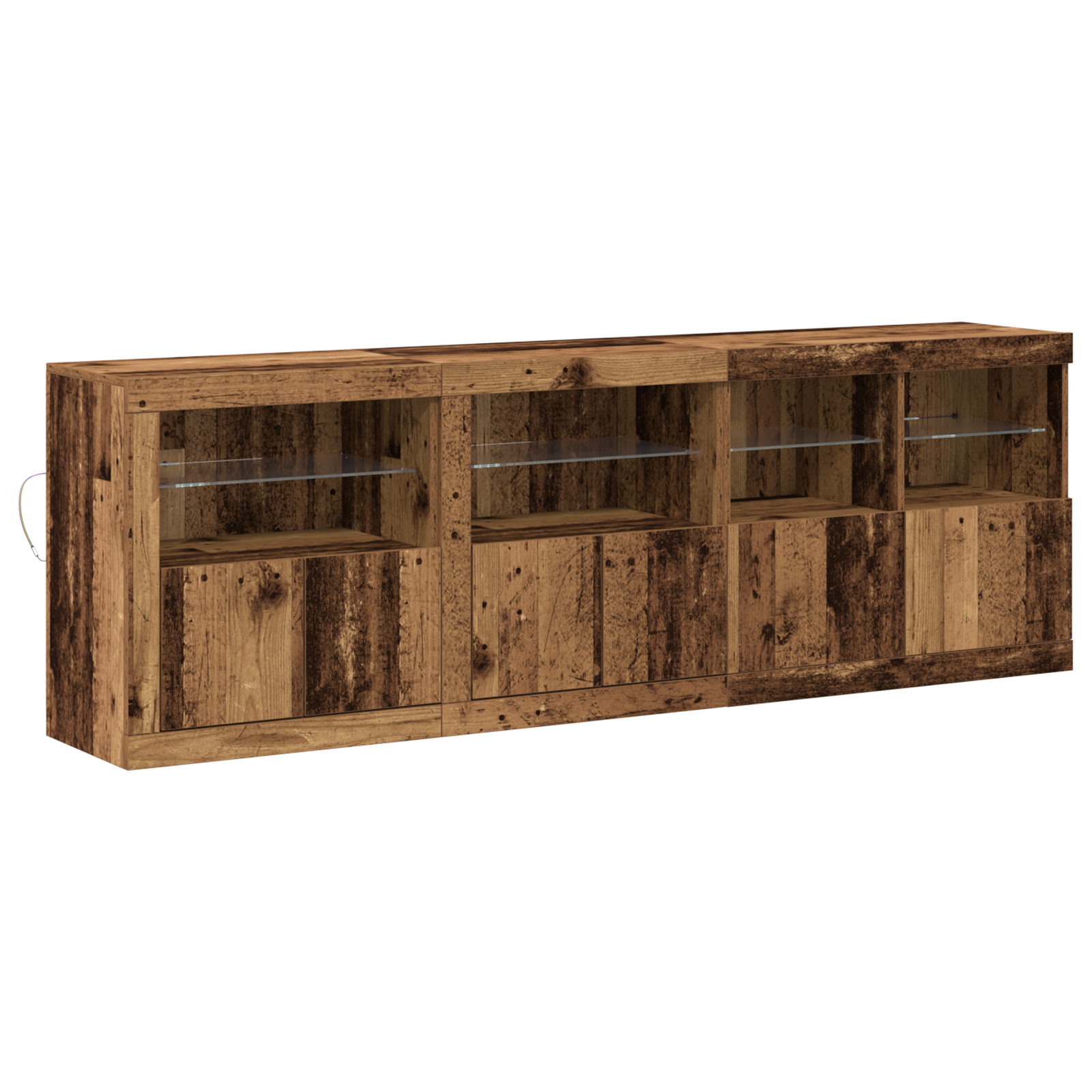 Thumbnail - vidaXL Sideboard mit LED-Lichtern Altholz 202x37x67 cm Ingenieurholz