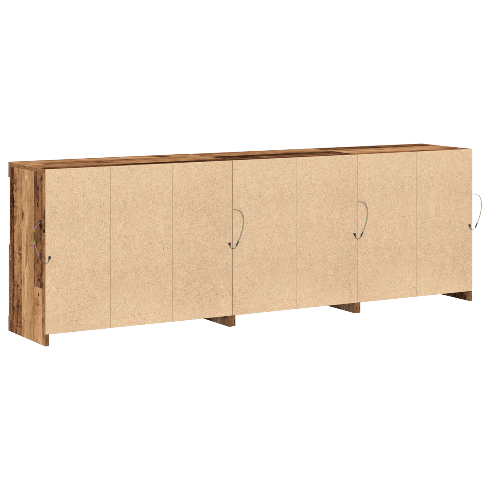 Sideboard with LED Lights Old Wood 202x37x67 cm Engineered Wood - Image 8