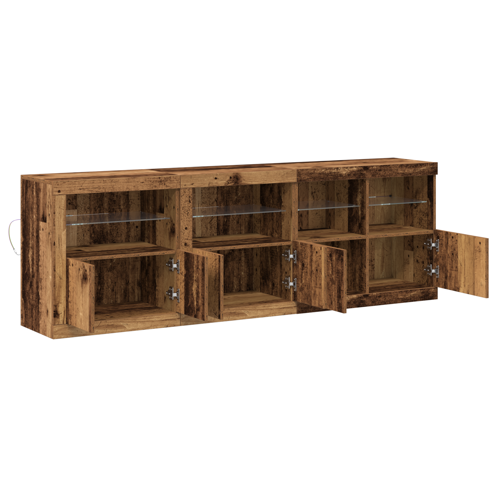 Sideboard with LED Lights Old Wood 202x37x67 cm Engineered Wood - Image 6