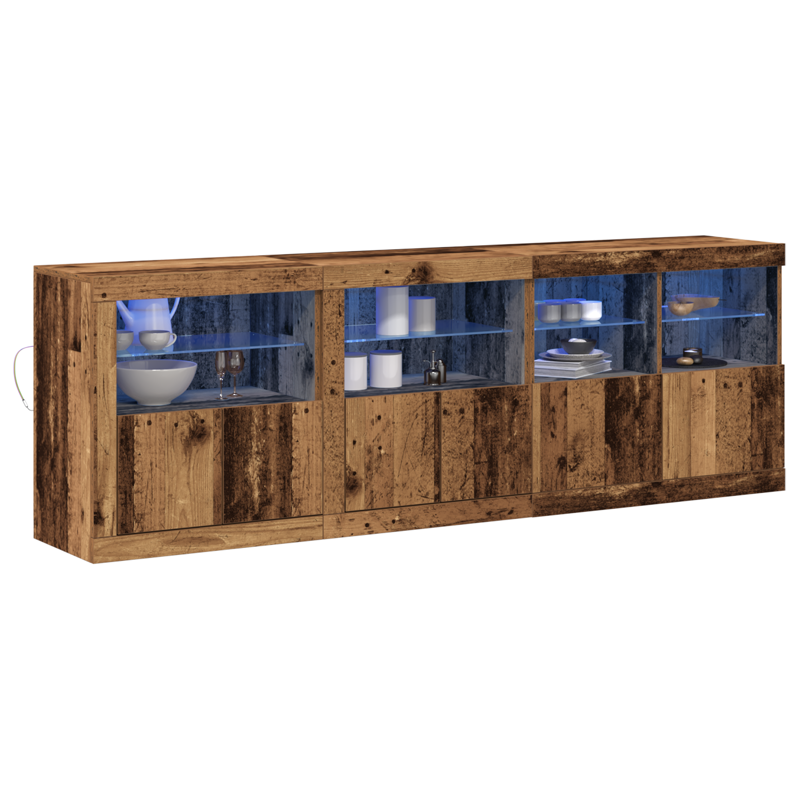 Thumbnail - vidaXL Sideboard mit LED-Lichtern Altholz 202x37x67 cm Ingenieurholz