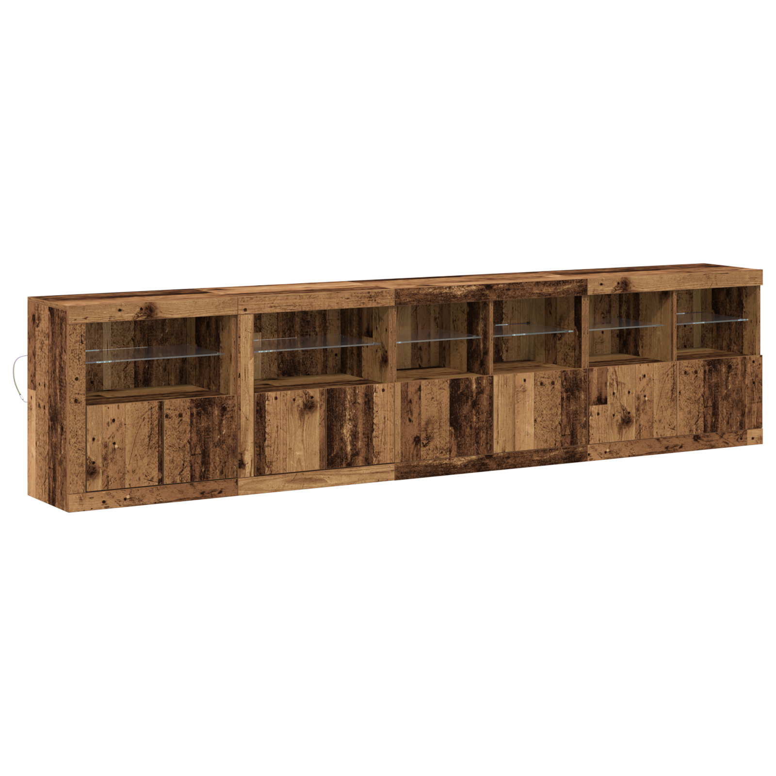 Sideboard with LED Lights Old Wood 283x37x67 cm Engineered Wood - Image 2