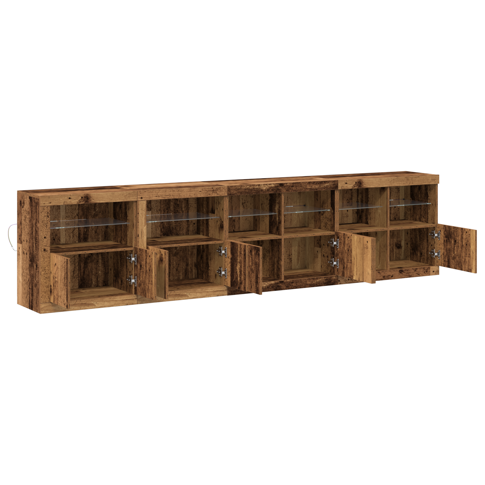 Sideboard with LED Lights Old Wood 283x37x67 cm Engineered Wood - Image 6