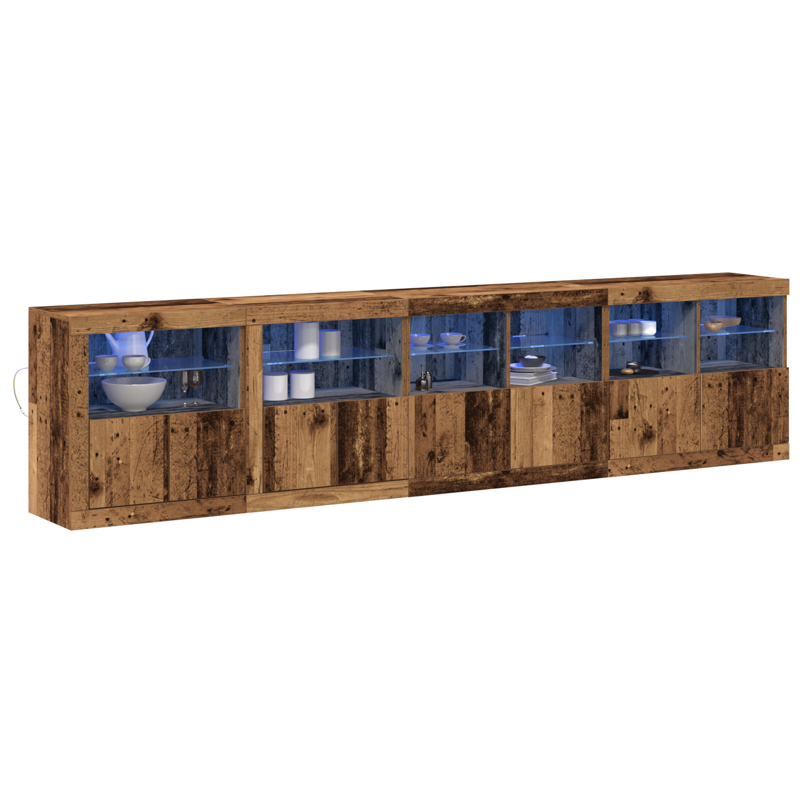 Sideboard with LED Lights Old Wood 283x37x67 cm Engineered Wood - Image 3