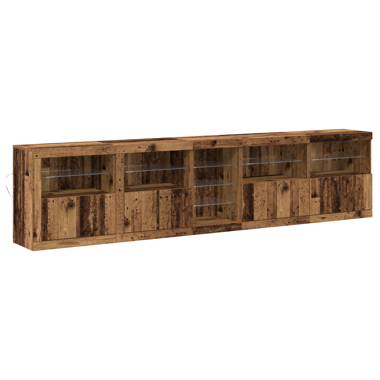 Sideboard with LED Lights Old Wood 283x37x67 cm Engineered Wood - Image 2