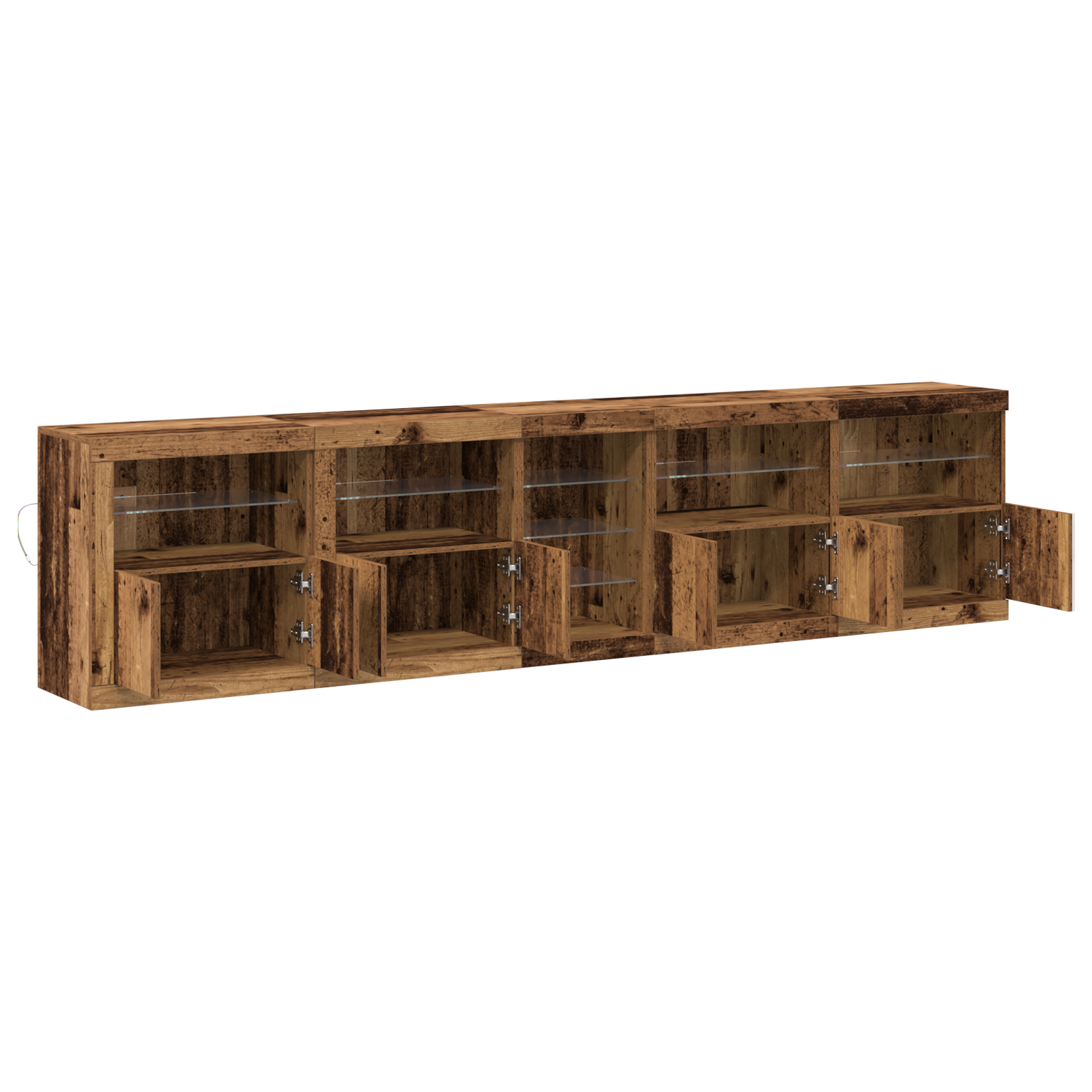 Sideboard with LED Lights Old Wood 283x37x67 cm Engineered Wood - Image 6