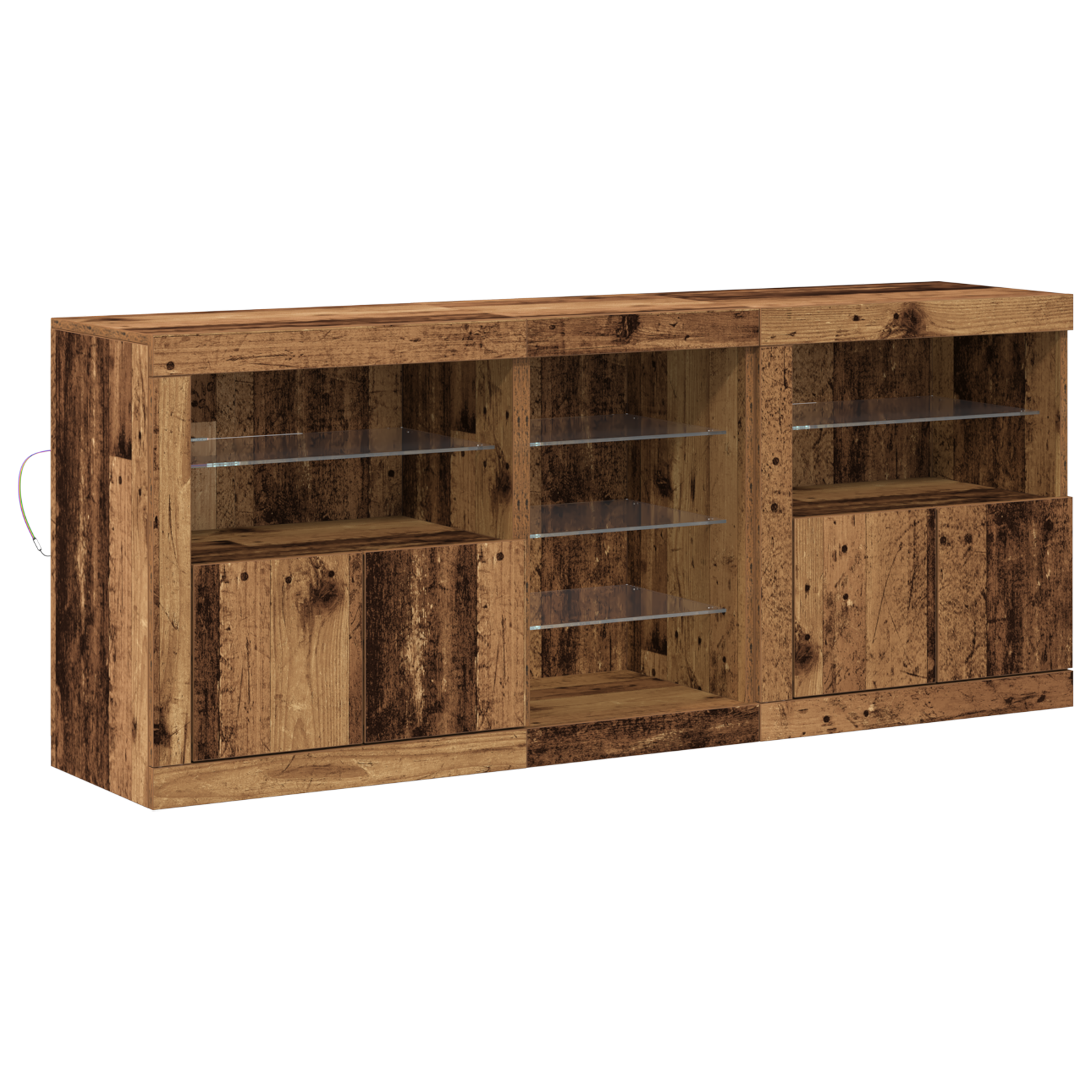 Sideboard with LED Lights Old Wood 162x37x67 cm Engineered Wood - Image 2