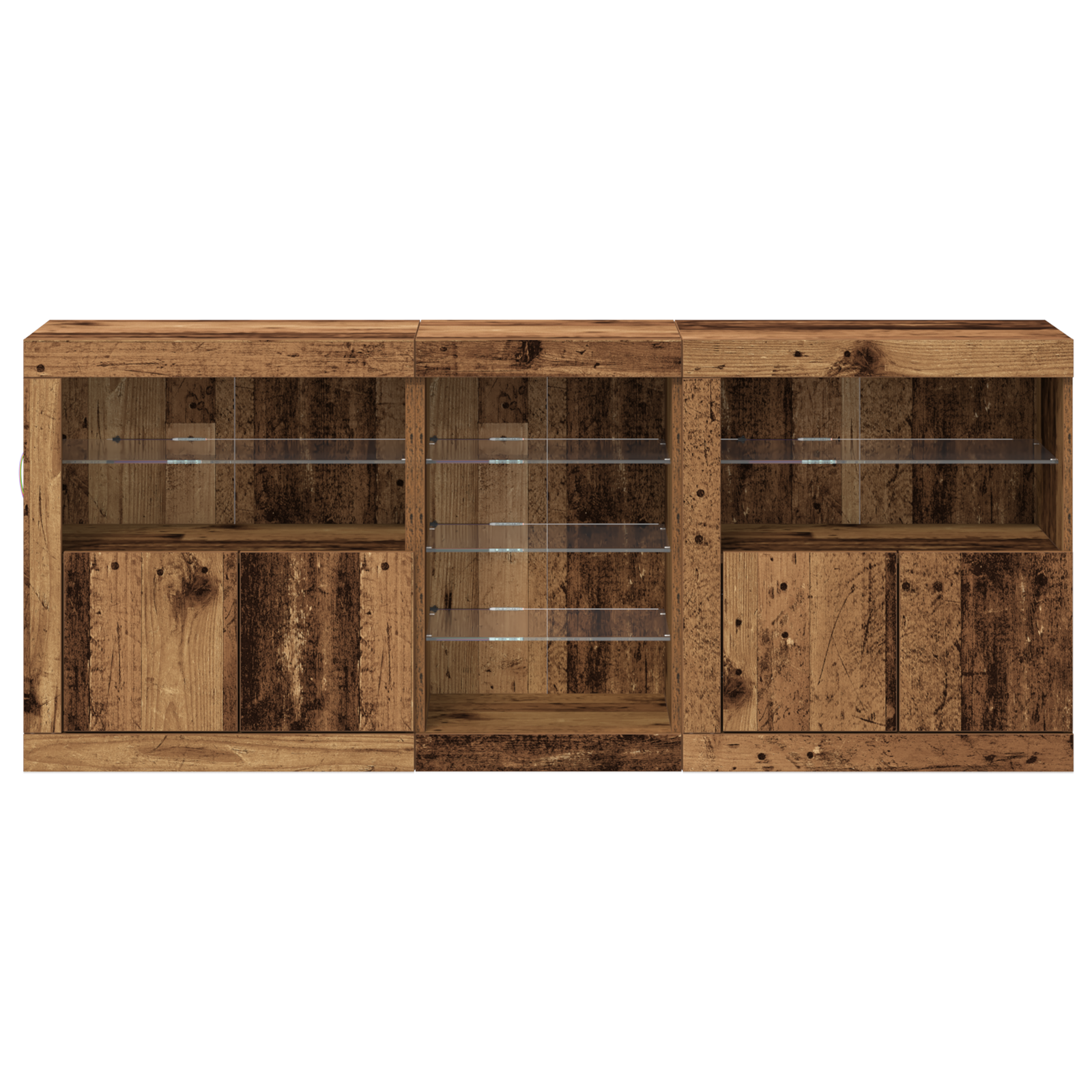 Sideboard with LED Lights Old Wood 162x37x67 cm Engineered Wood - Image 5