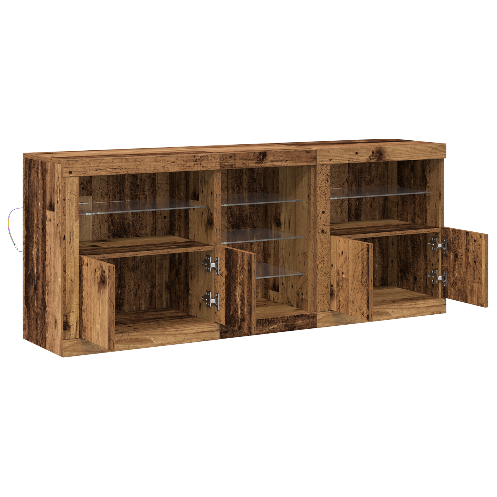 Sideboard with LED Lights Old Wood 162x37x67 cm Engineered Wood - Image 6