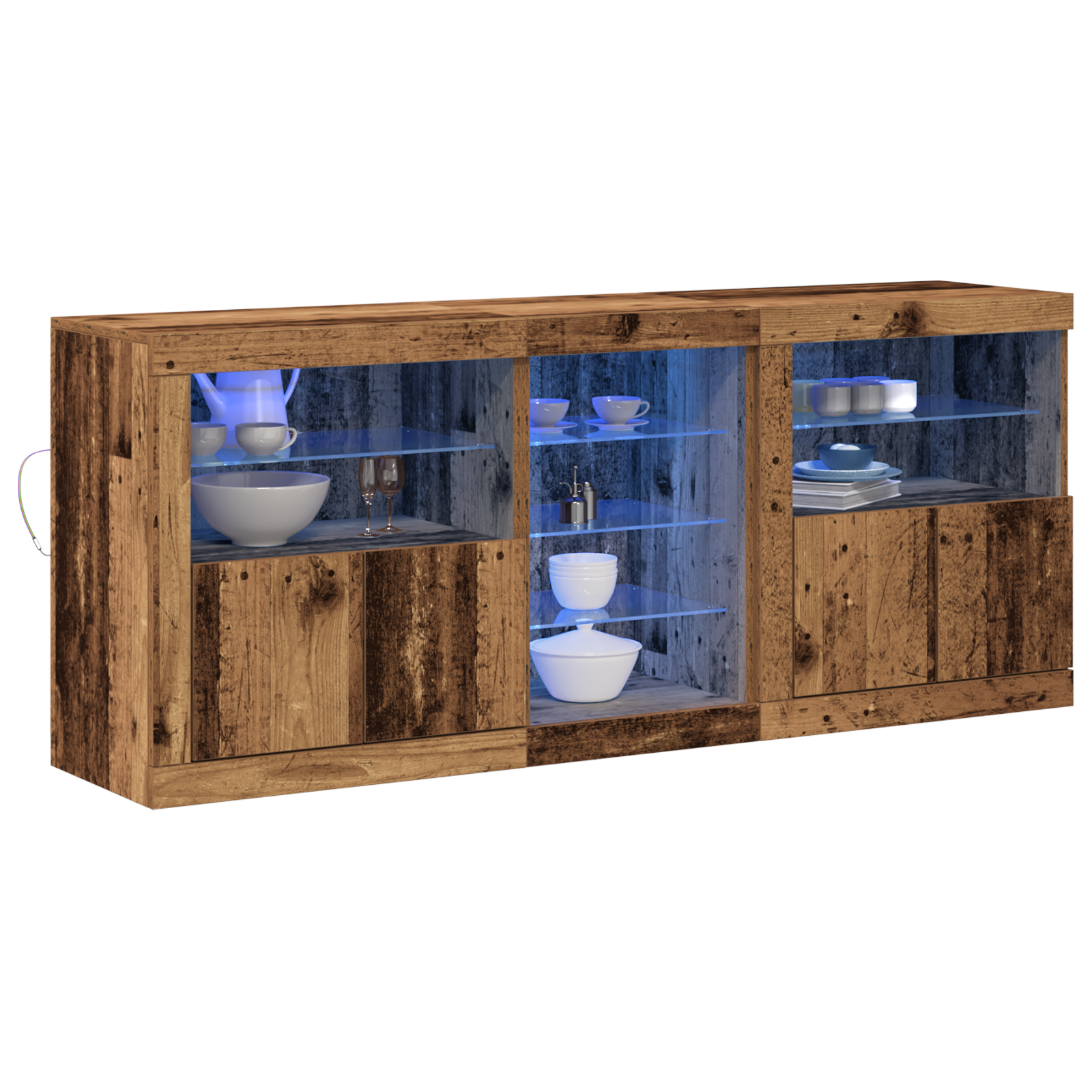 Sideboard with LED Lights Old Wood 162x37x67 cm Engineered Wood - Image 3