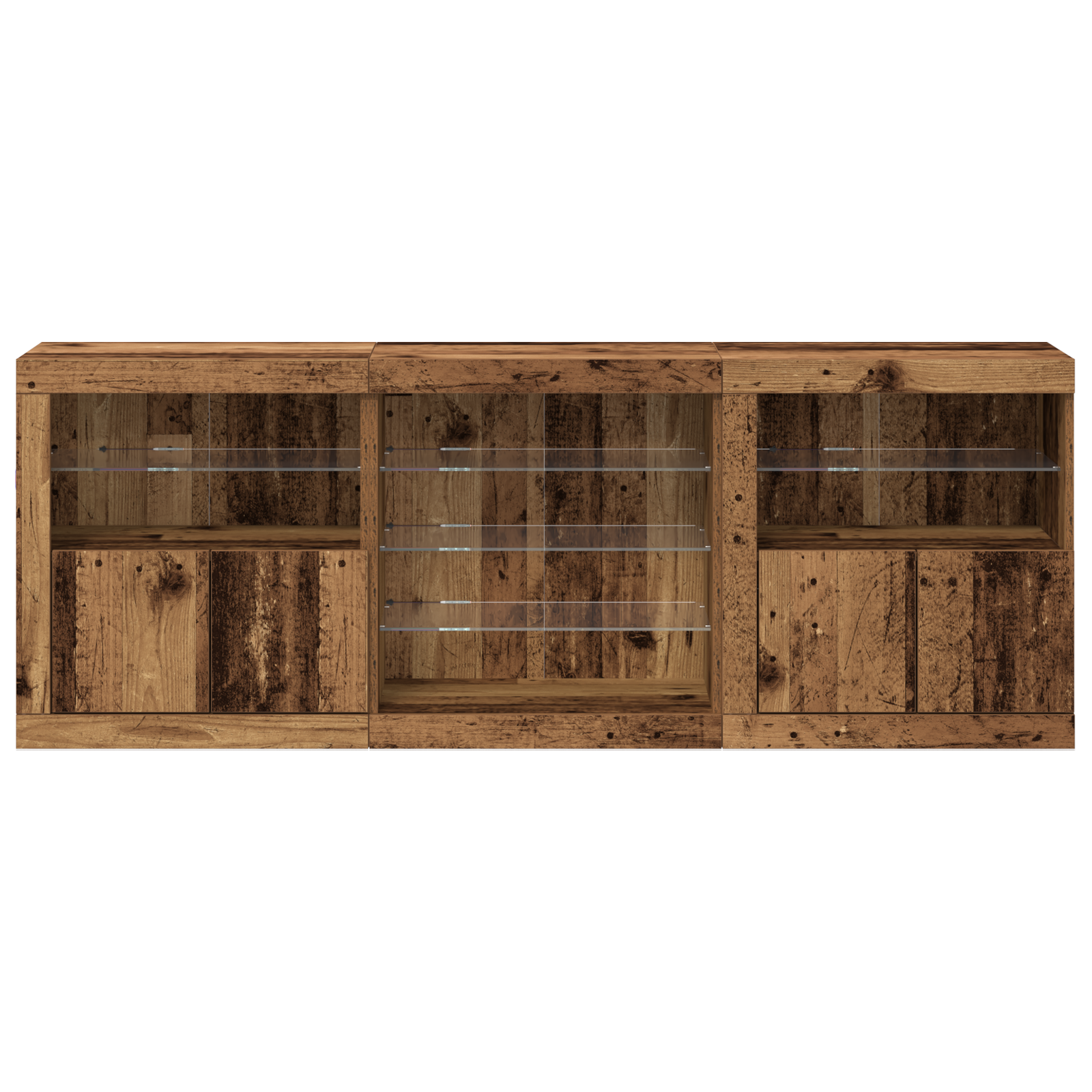 Sideboard with LED Lights Old Wood 181,5x37x67 cm Engineered Wood - Image 5
