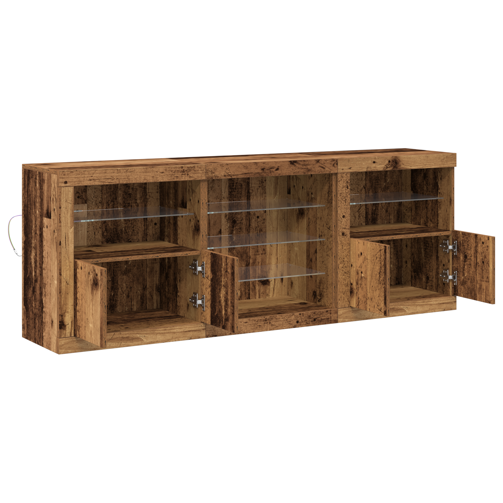 Sideboard with LED Lights Old Wood 181,5x37x67 cm Engineered Wood - Image 6