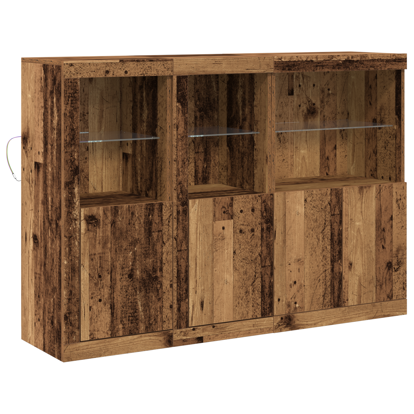 Thumbnail - vidaXL Sideboard mit LED-Leuchten Altes Holz 142.5x37x100 cm Hergestelltes Holz