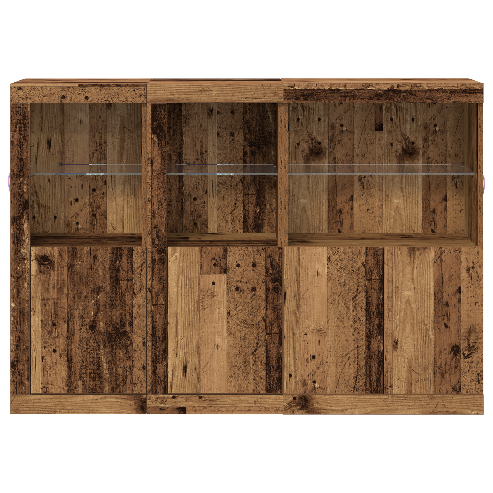Sideboard with LED Lights Old Wood 142.5x37x100 cm Engineered Wood - Image 5