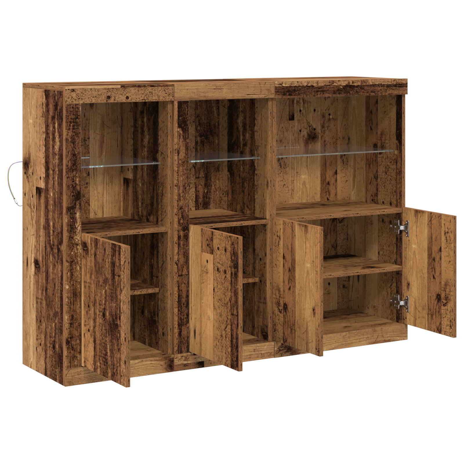 Sideboard with LED Lights Old Wood 142.5x37x100 cm Engineered Wood - Image 6