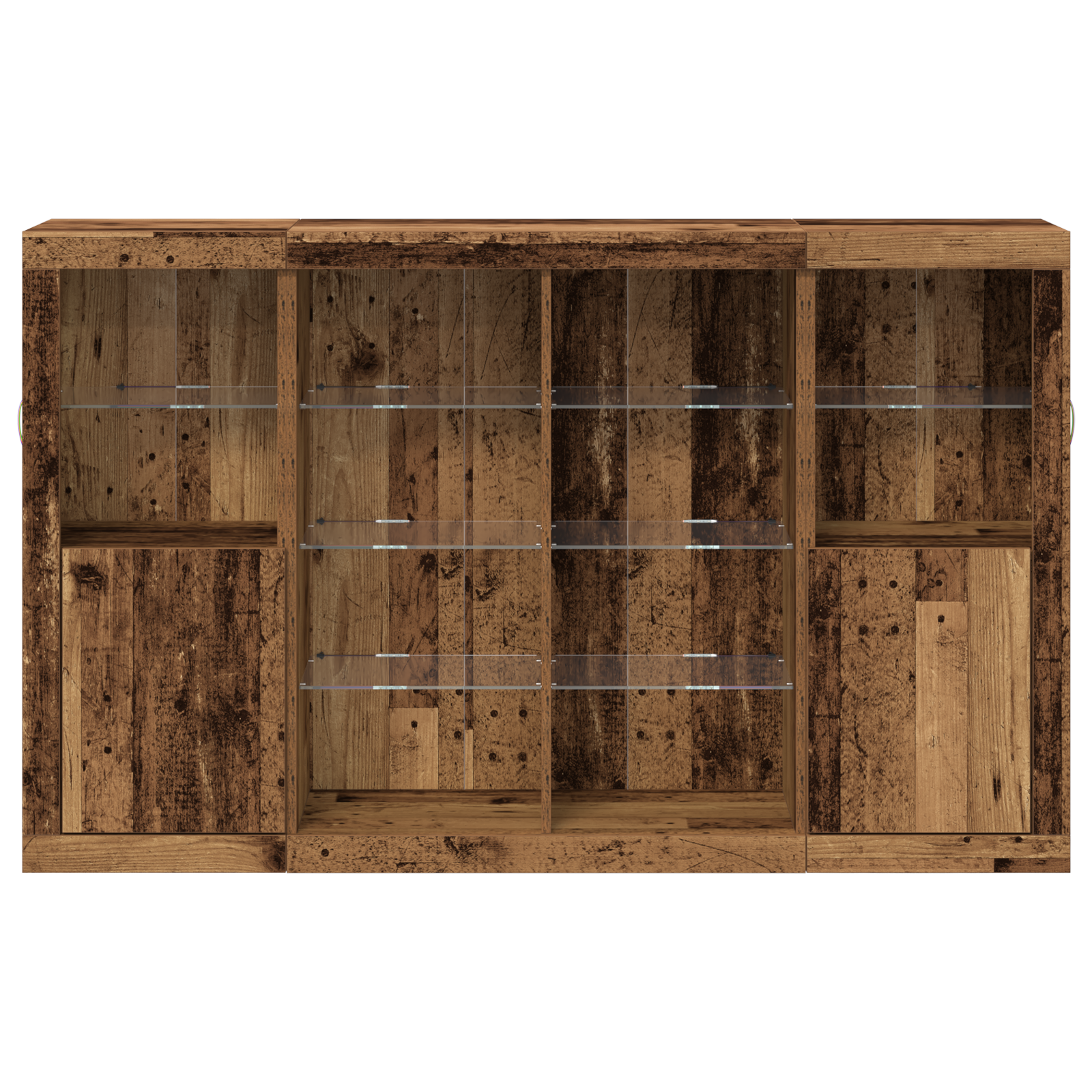 Sideboard with LED Lights Old Wood 163x37x100 cm Engineered Wood - Image 5