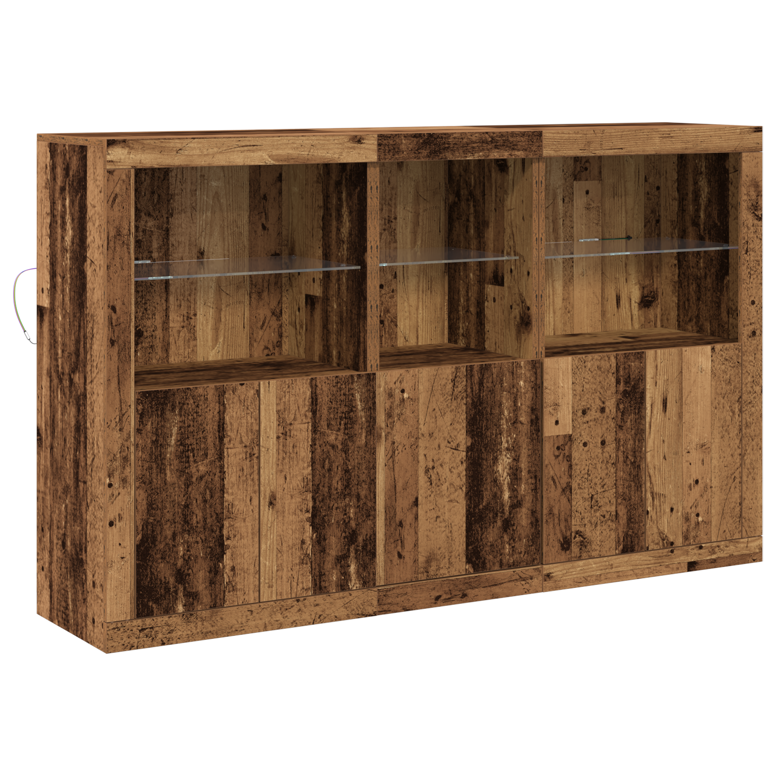 Sideboard with LED Lights Old Wood 162x37x100 cm Engineered Wood - Image 2