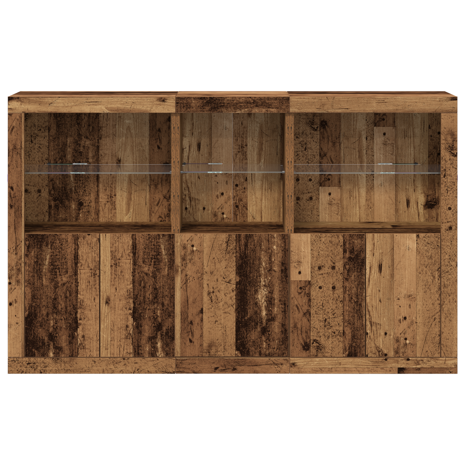 Sideboard with LED Lights Old Wood 162x37x100 cm Engineered Wood - Image 5