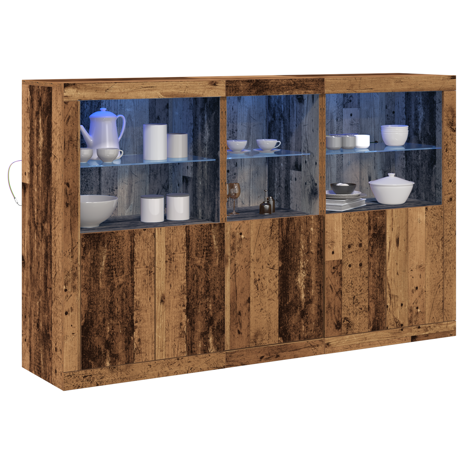 Sideboard with LED Lights Old Wood 162x37x100 cm Engineered Wood - Image 3