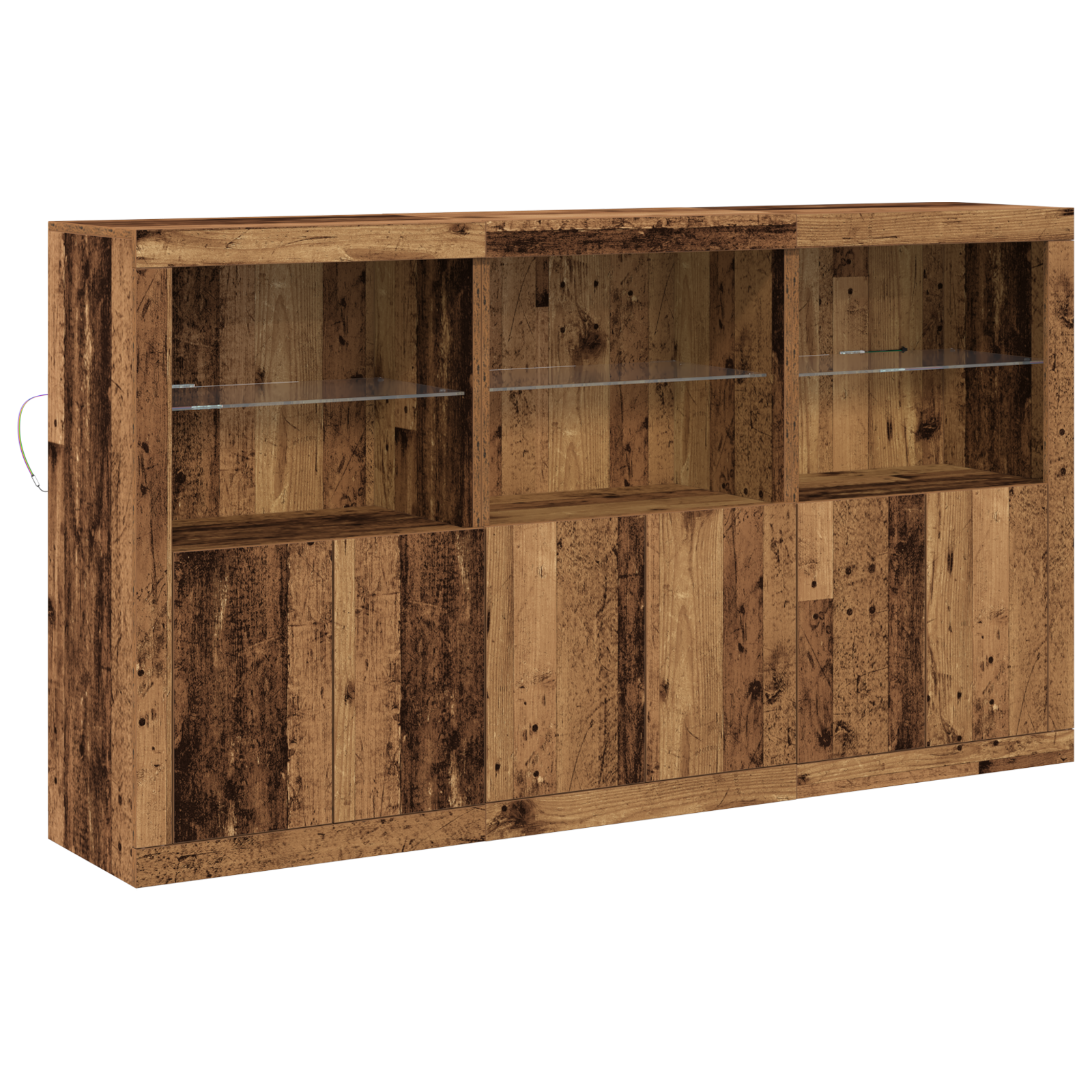 Sideboard with LED Lights Old Wood 181.5x37x100 cm Engineered Wood - Image 2