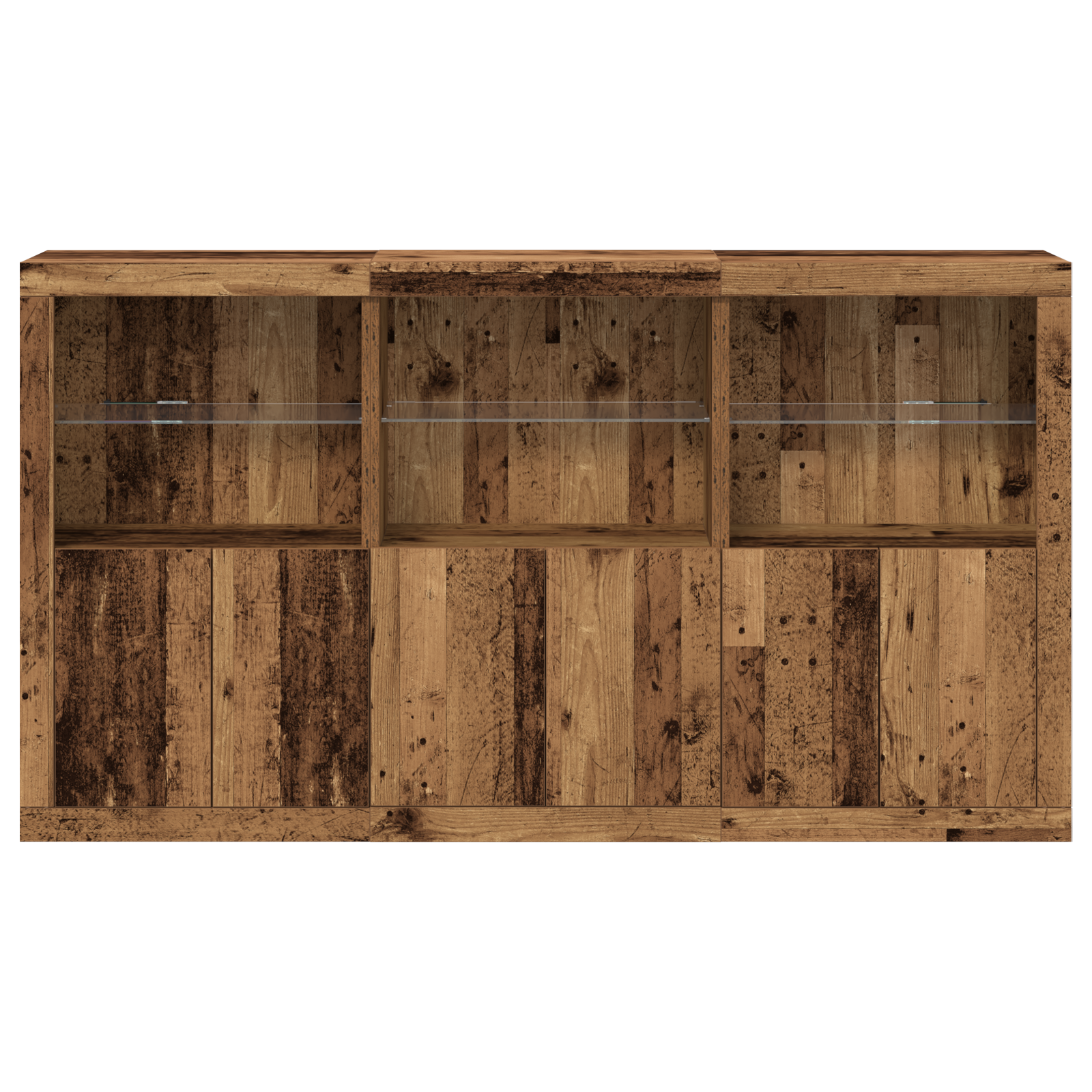 Sideboard with LED Lights Old Wood 181.5x37x100 cm Engineered Wood - Image 5