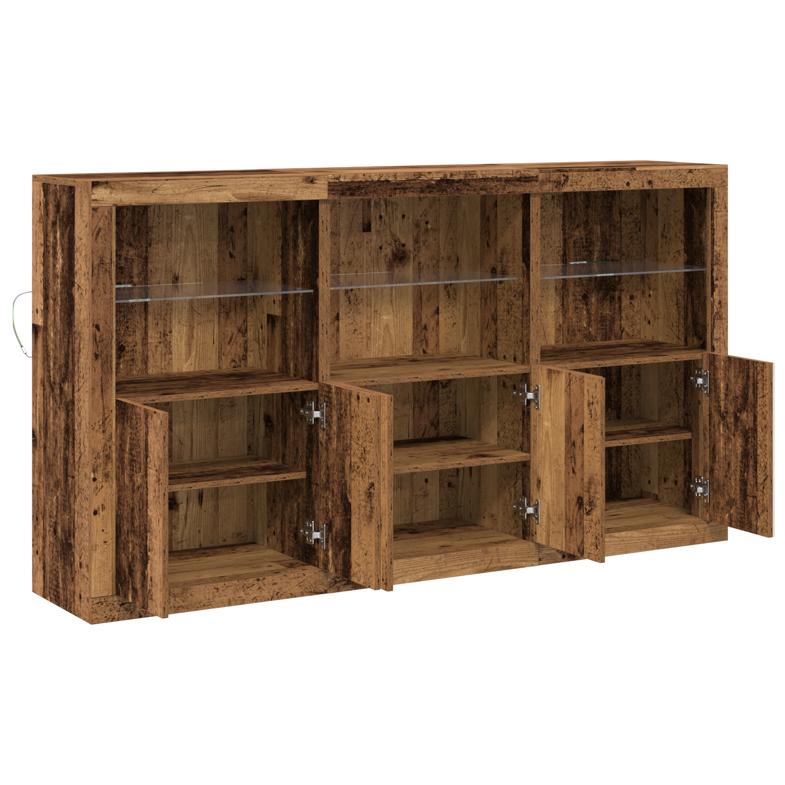 Sideboard with LED Lights Old Wood 181.5x37x100 cm Engineered Wood - Image 6
