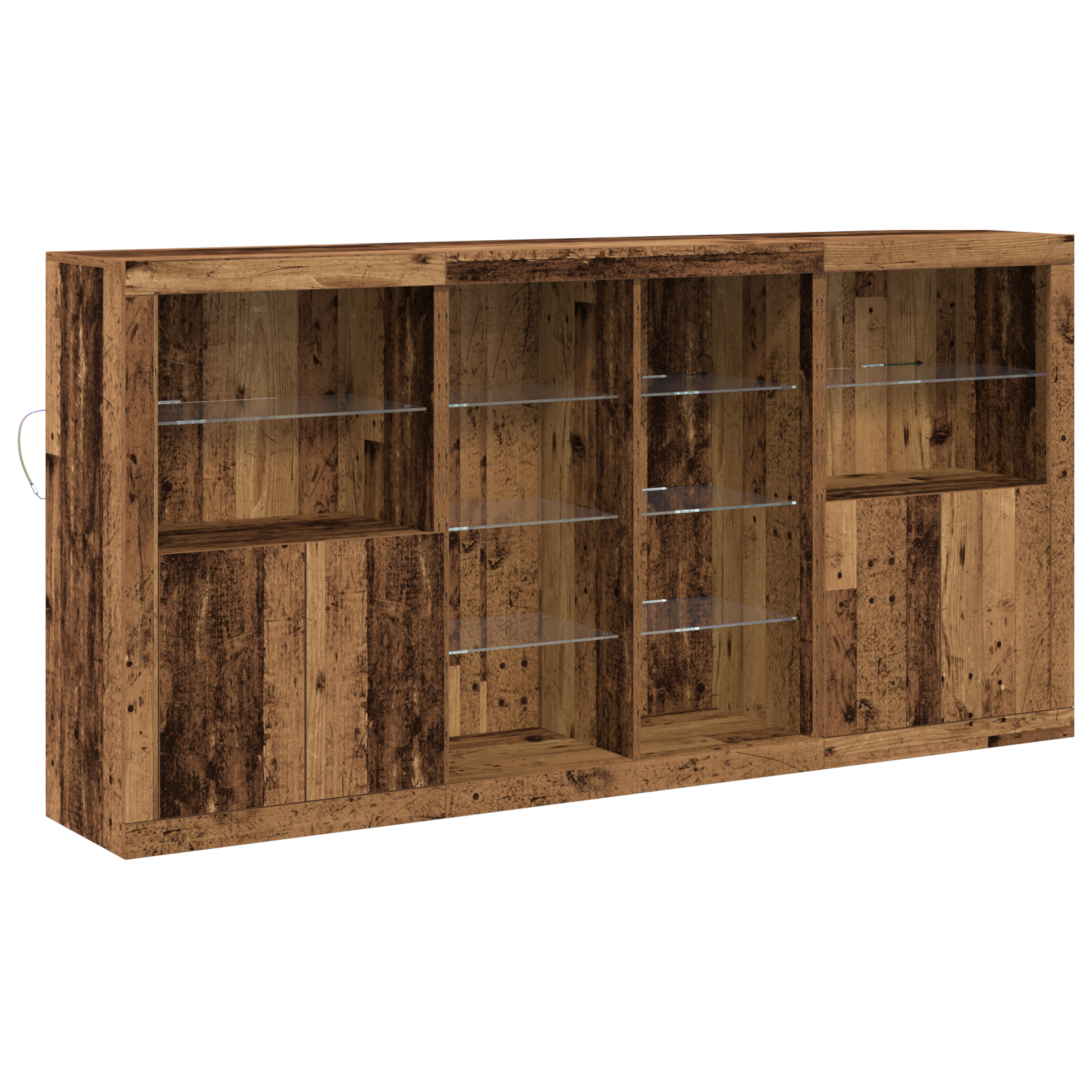 Thumbnail - vidaXL Sideboard mit LED-Lichtern Alte Holz 202x37x100 cm Melaminholz