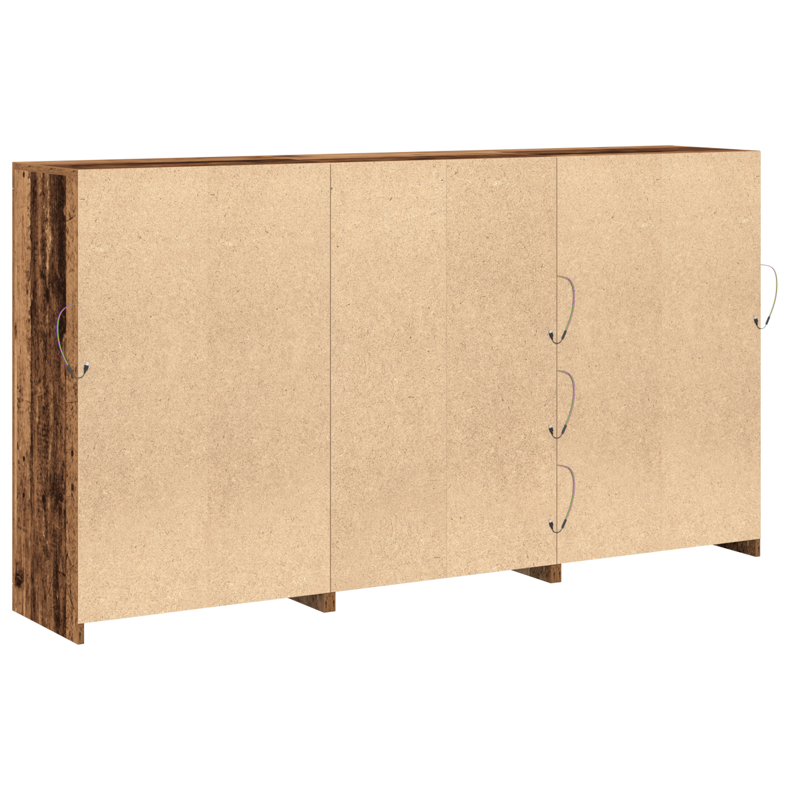 Sideboard with LED Lights Old Wood 202x37x100 cm Engineered Wood - Image 8