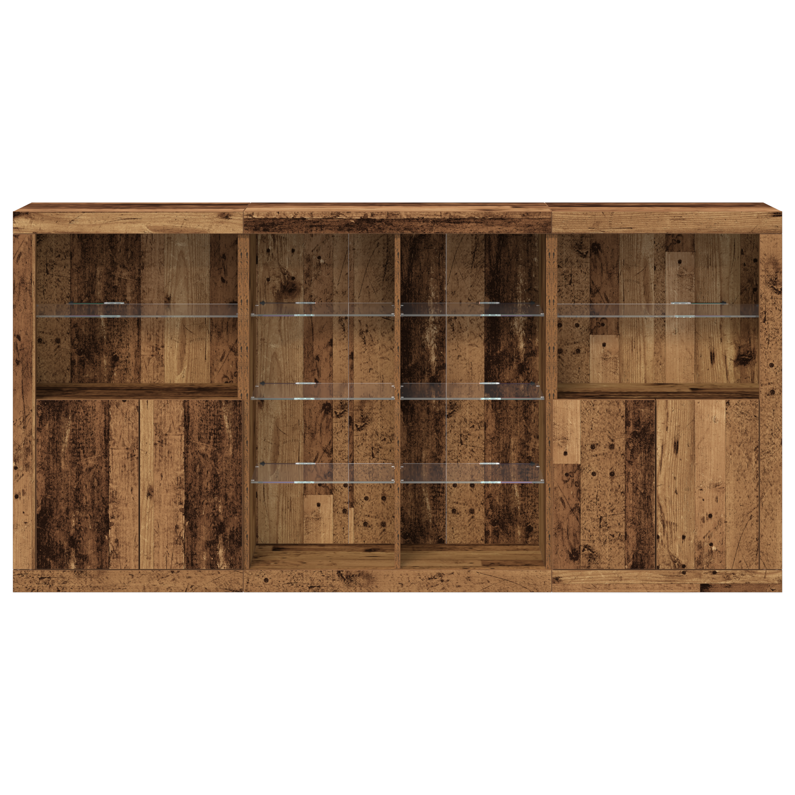 Sideboard with LED Lights Old Wood 202x37x100 cm Engineered Wood - Image 5