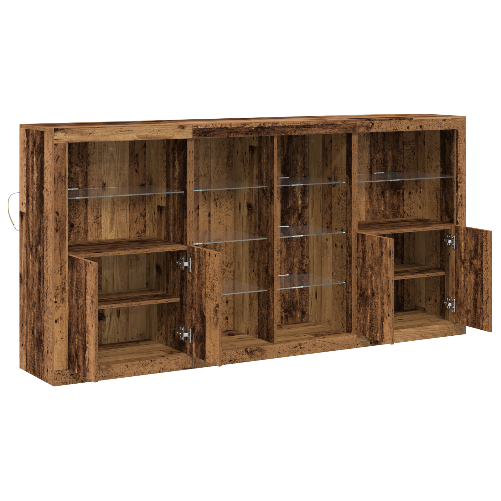 Sideboard with LED Lights Old Wood 202x37x100 cm Engineered Wood - Image 6