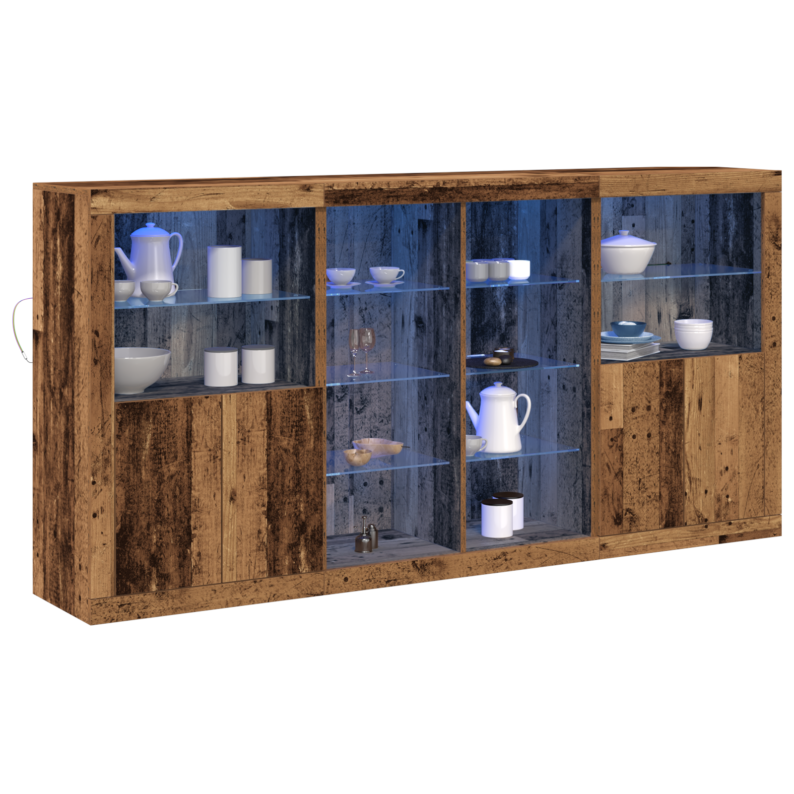 Thumbnail - vidaXL Sideboard mit LED-Lichtern Alte Holz 202x37x100 cm Melaminholz