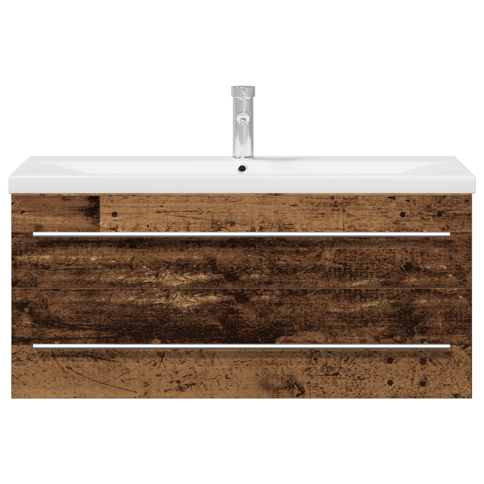 Bathroom Sink Cabinet with Built-in Basin Old Wood Engineered Wood - Image 8