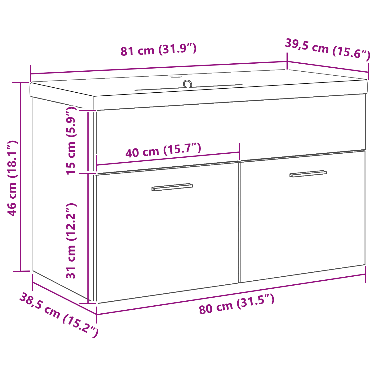 Bathroom Sink Cabinet with Built-in Basin Black Oak Engineered Wood - Image 10