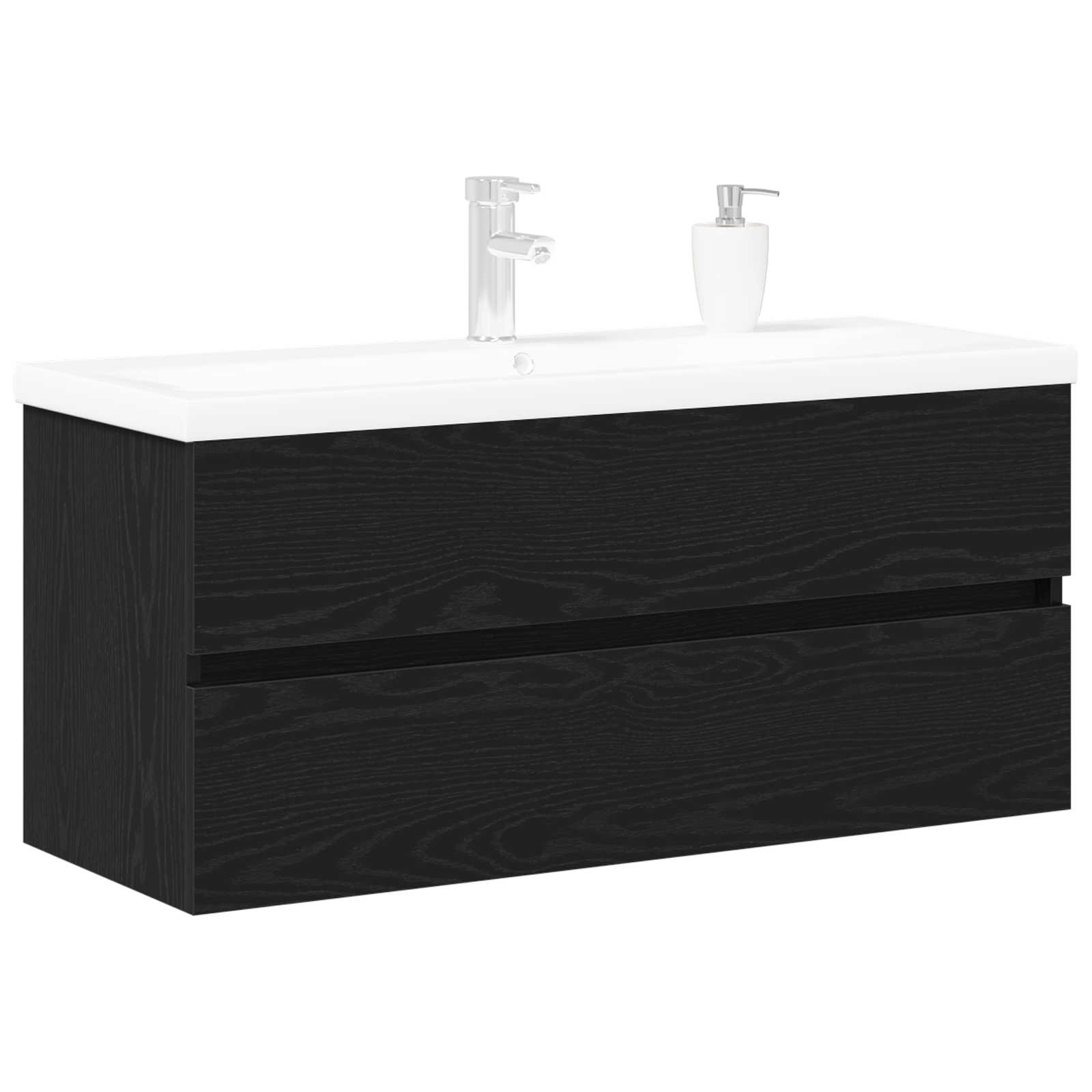 Sink Cabinet with Built-in Basin Black Oak Engineered Wood - Image 3