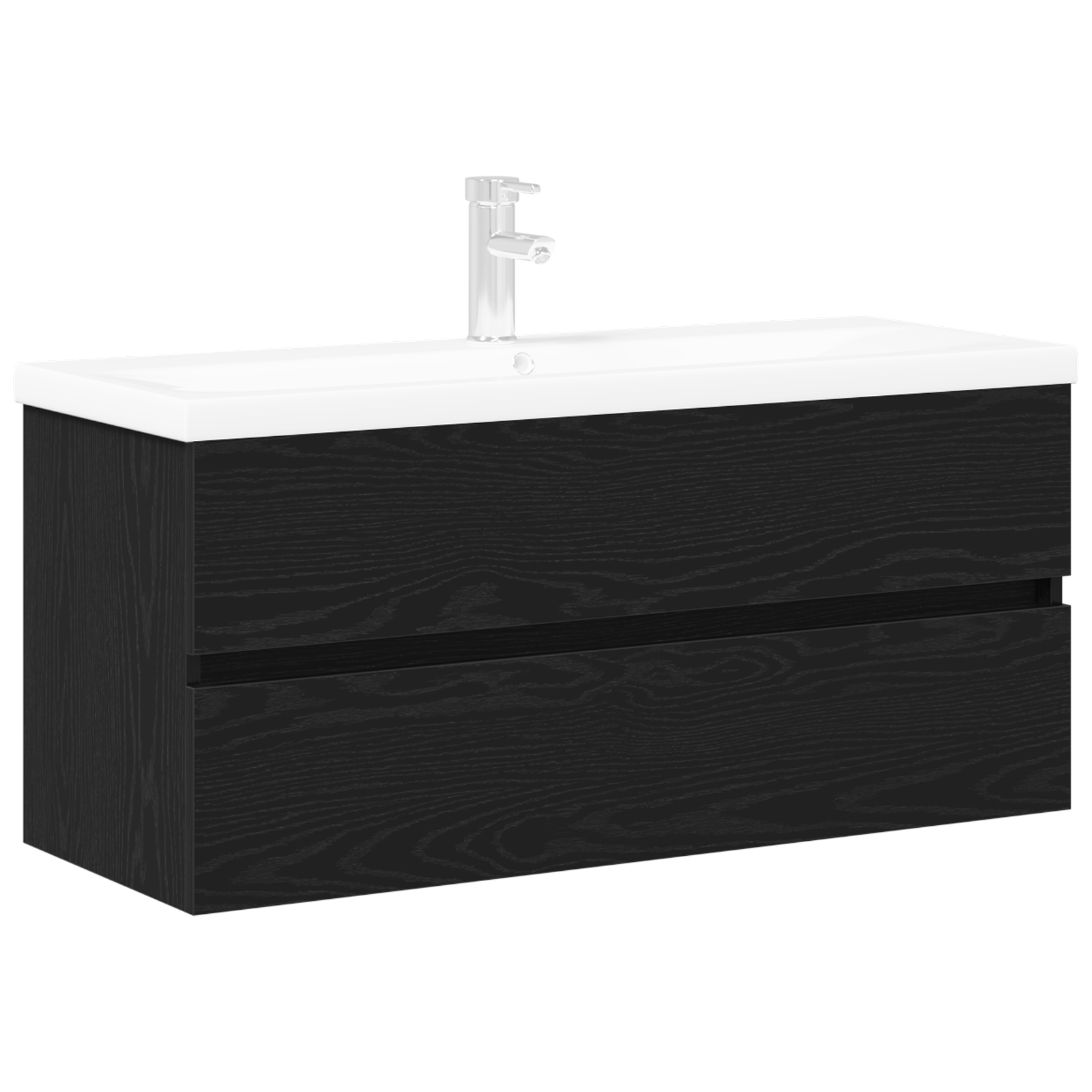 Sink Cabinet with Built-in Basin Black Oak Engineered Wood - Image 2